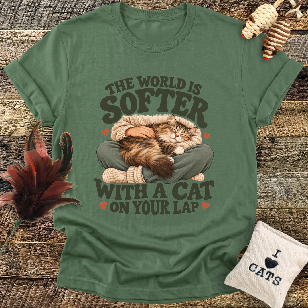 The World Is Softer With A Cat On Your Lap T-Shirt