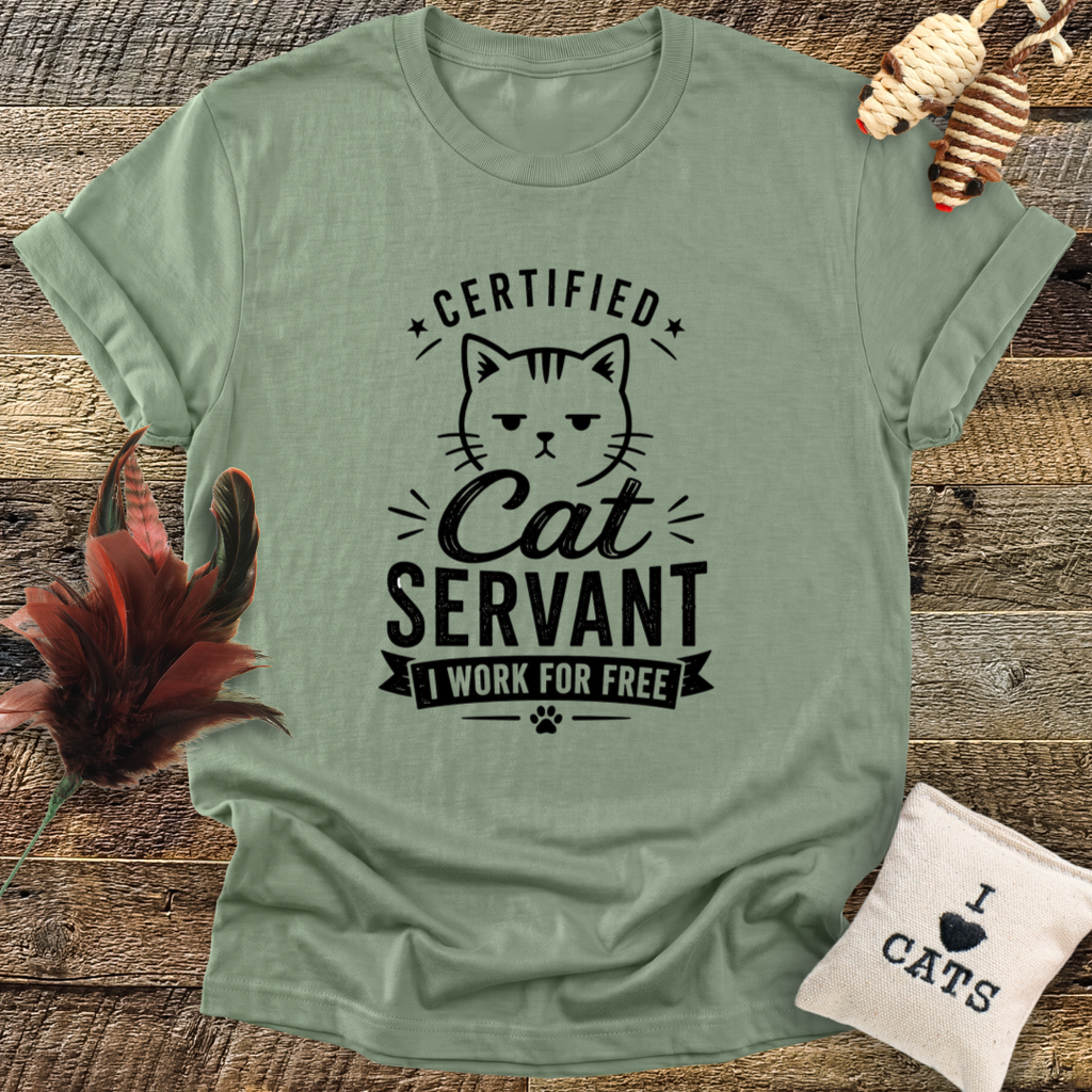 Certified Cat Servant, I Work For Free T-Shirt