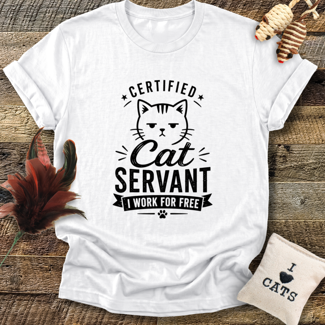 Certified Cat Servant, I Work For Free T-Shirt