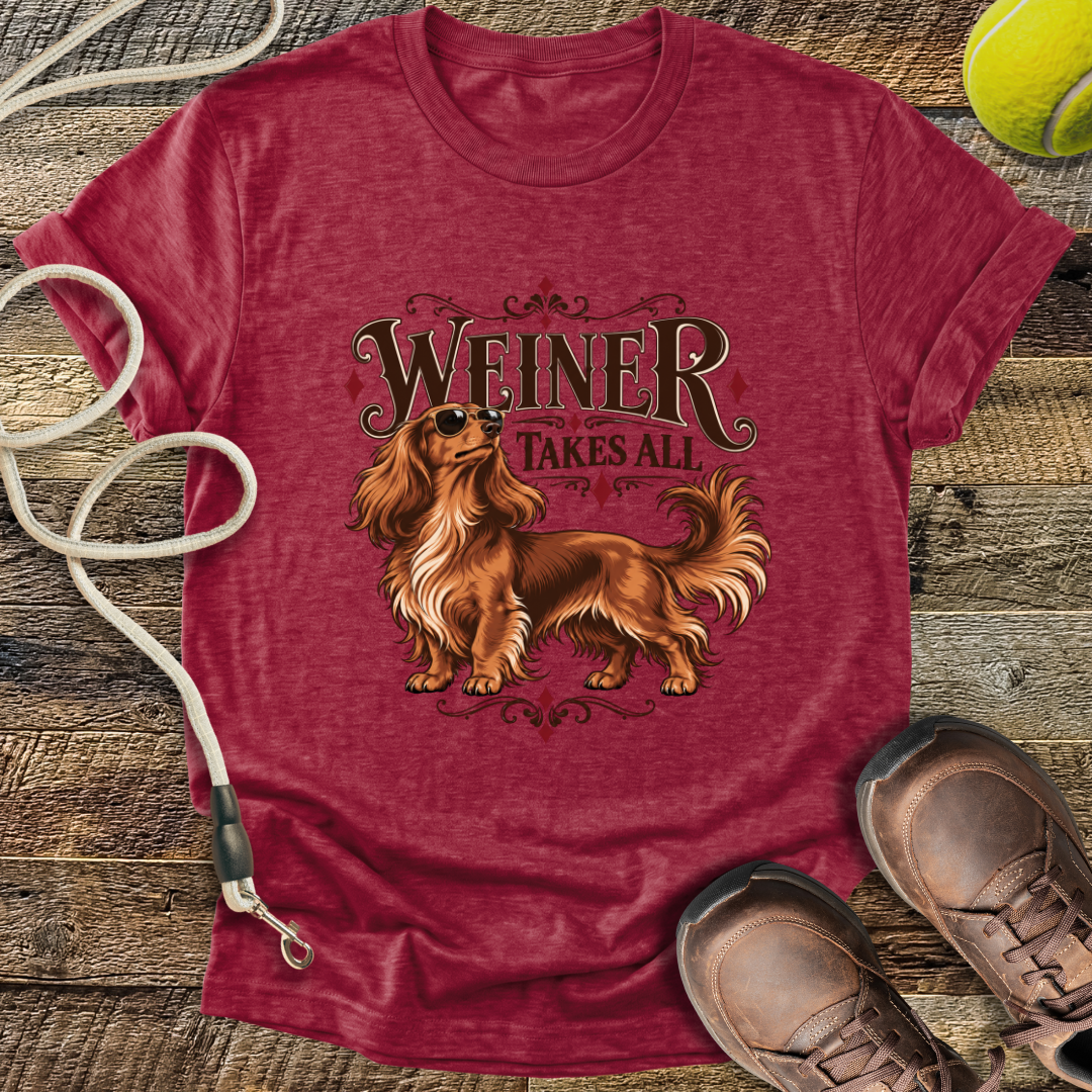 Weiner Takes All (Longhaired Dachshund) T-Shirt