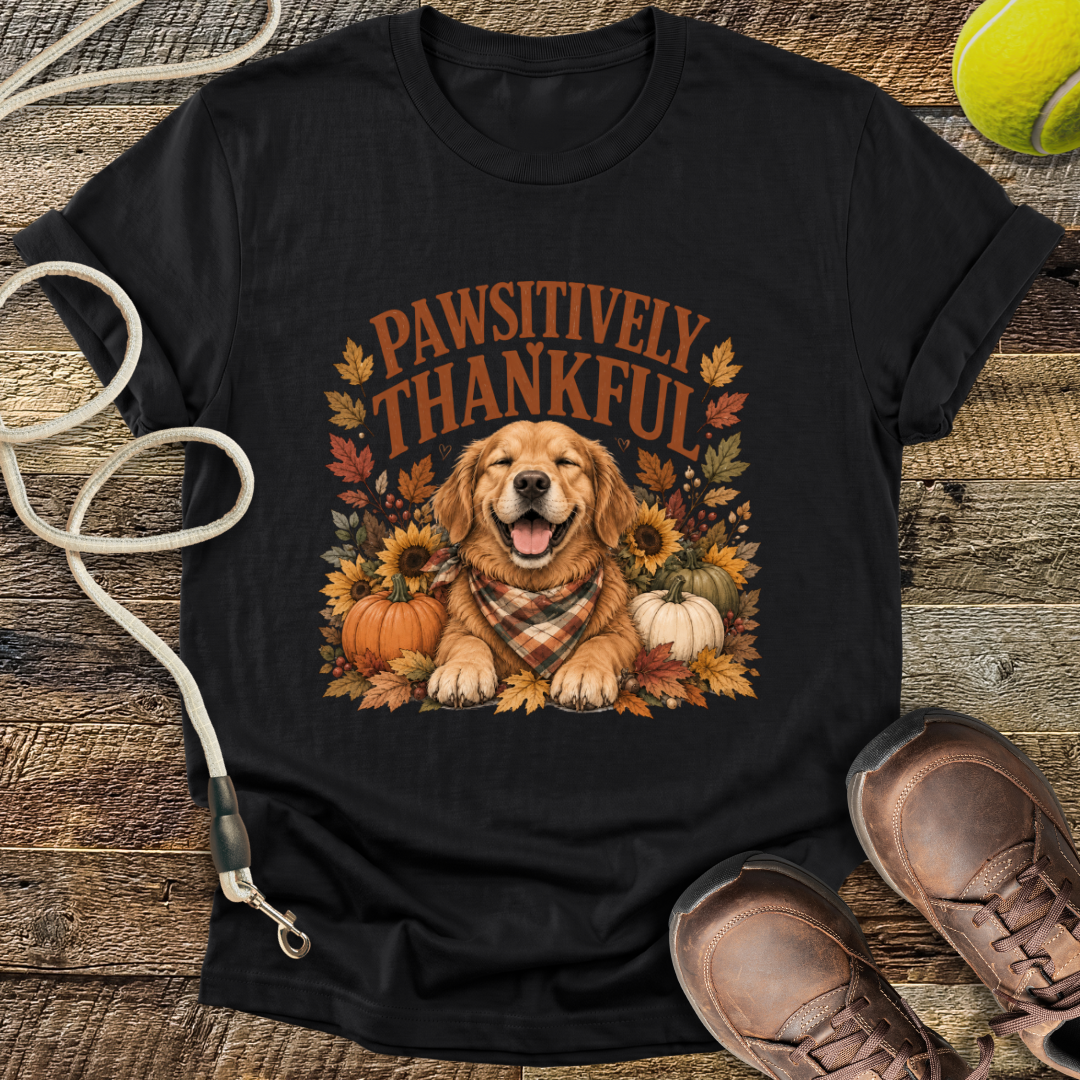 Pawsitively Thankful (Golden Retriever) T-Shirt