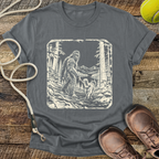 Walking the Dog (Bigfoot and Golden Retriever) T-Shirt