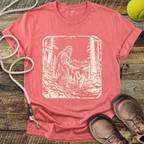 Walking the Dog (Bigfoot and Golden Retriever) T-Shirt