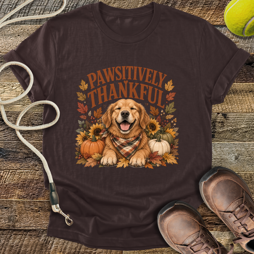 Pawsitively Thankful (Golden Retriever) T-Shirt