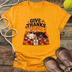 Give Thanks, But Keep Your Distance (Cat and Dachshund) T-Shirt