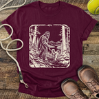 Walking the Dog (Bigfoot and Golden Retriever) T-Shirt
