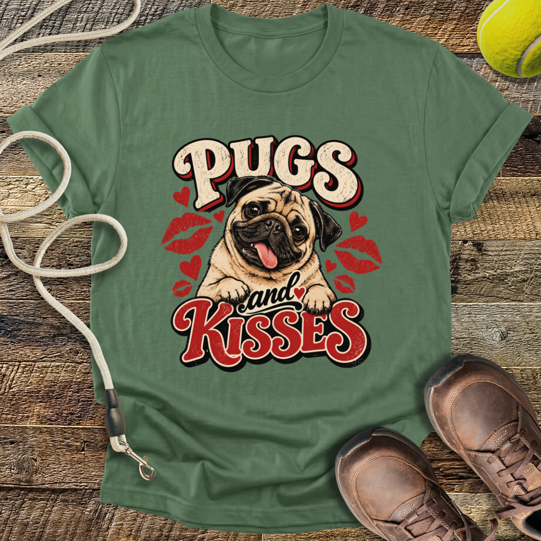 Pugs and Kisses (Pug) T-Shirt