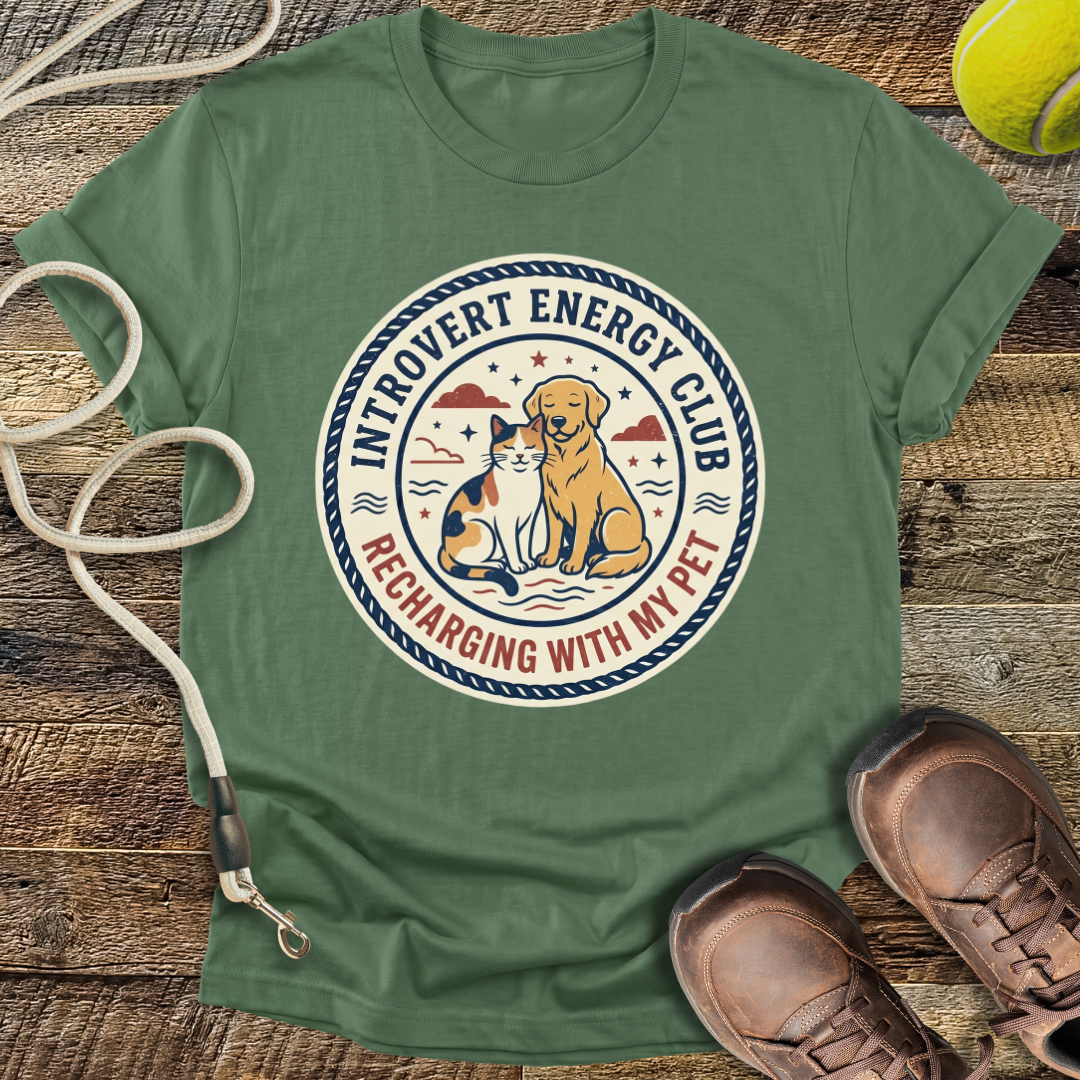 Introvert Energy Club, Recharging with my Pet (variant 1) T-Shirt