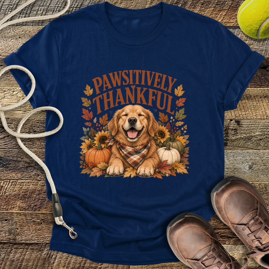 Pawsitively Thankful (Golden Retriever) T-Shirt