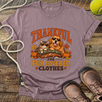 Thankful For Fur Covered Clothes (Cat and Golden Retriever) T-Shirt