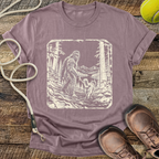 Walking the Dog (Bigfoot and Golden Retriever) T-Shirt