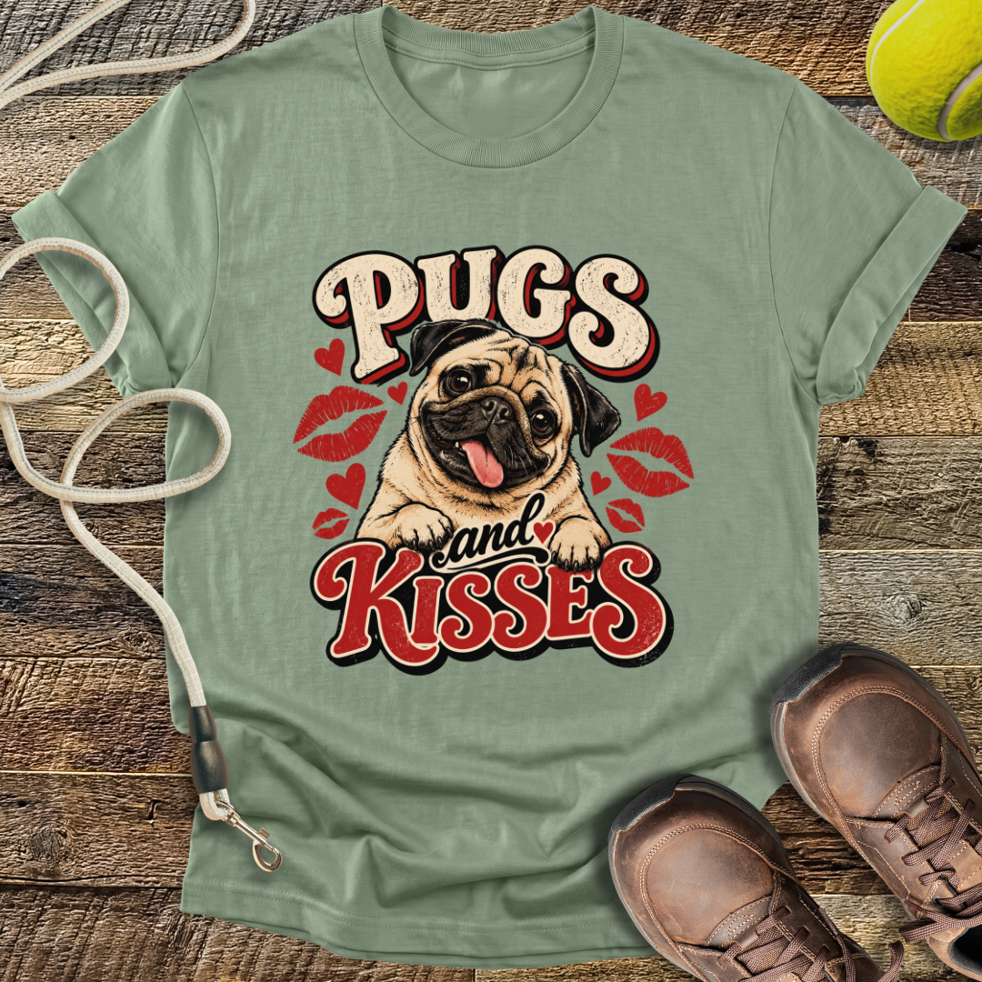 Pugs and Kisses (Pug) T-Shirt