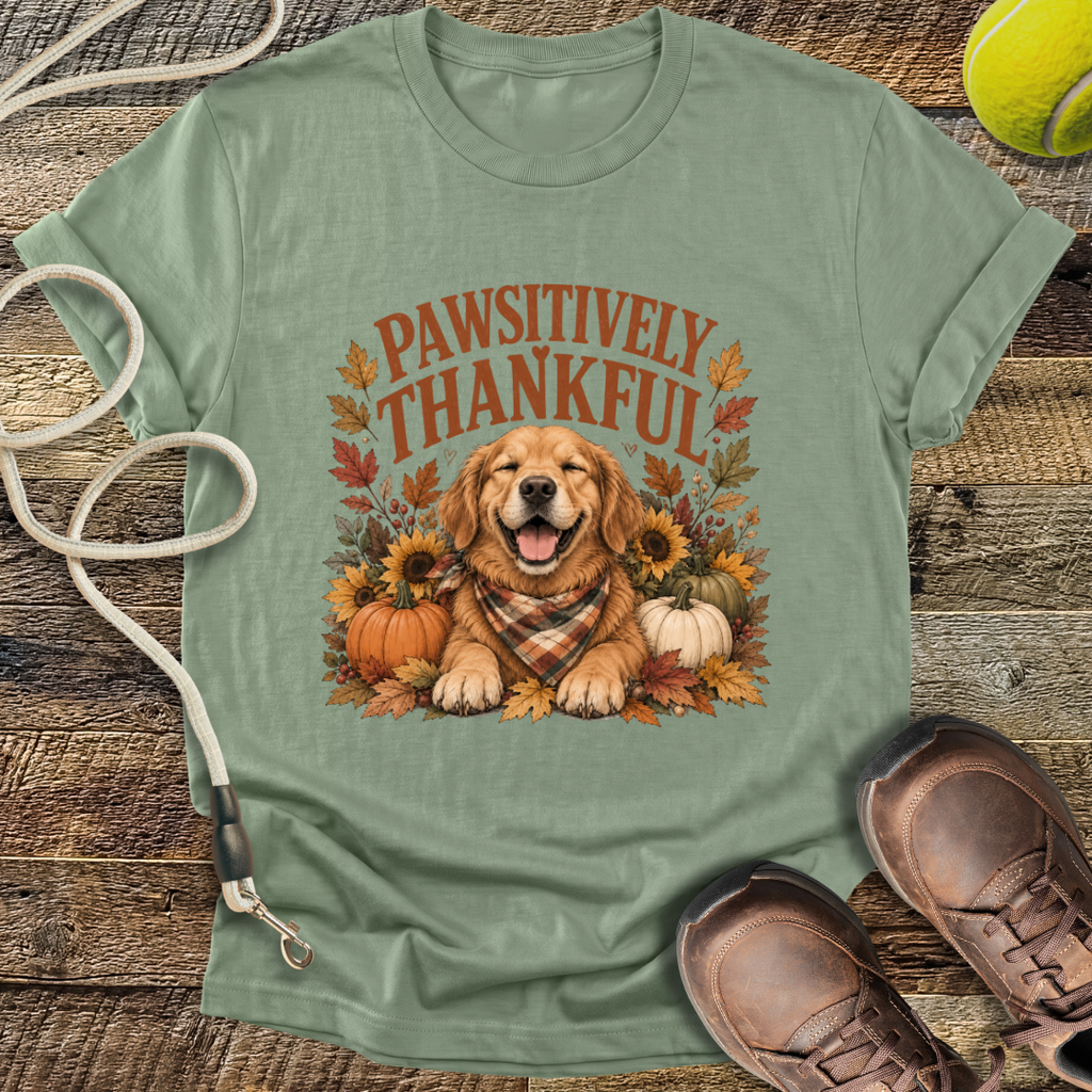 Pawsitively Thankful (Golden Retriever) T-Shirt