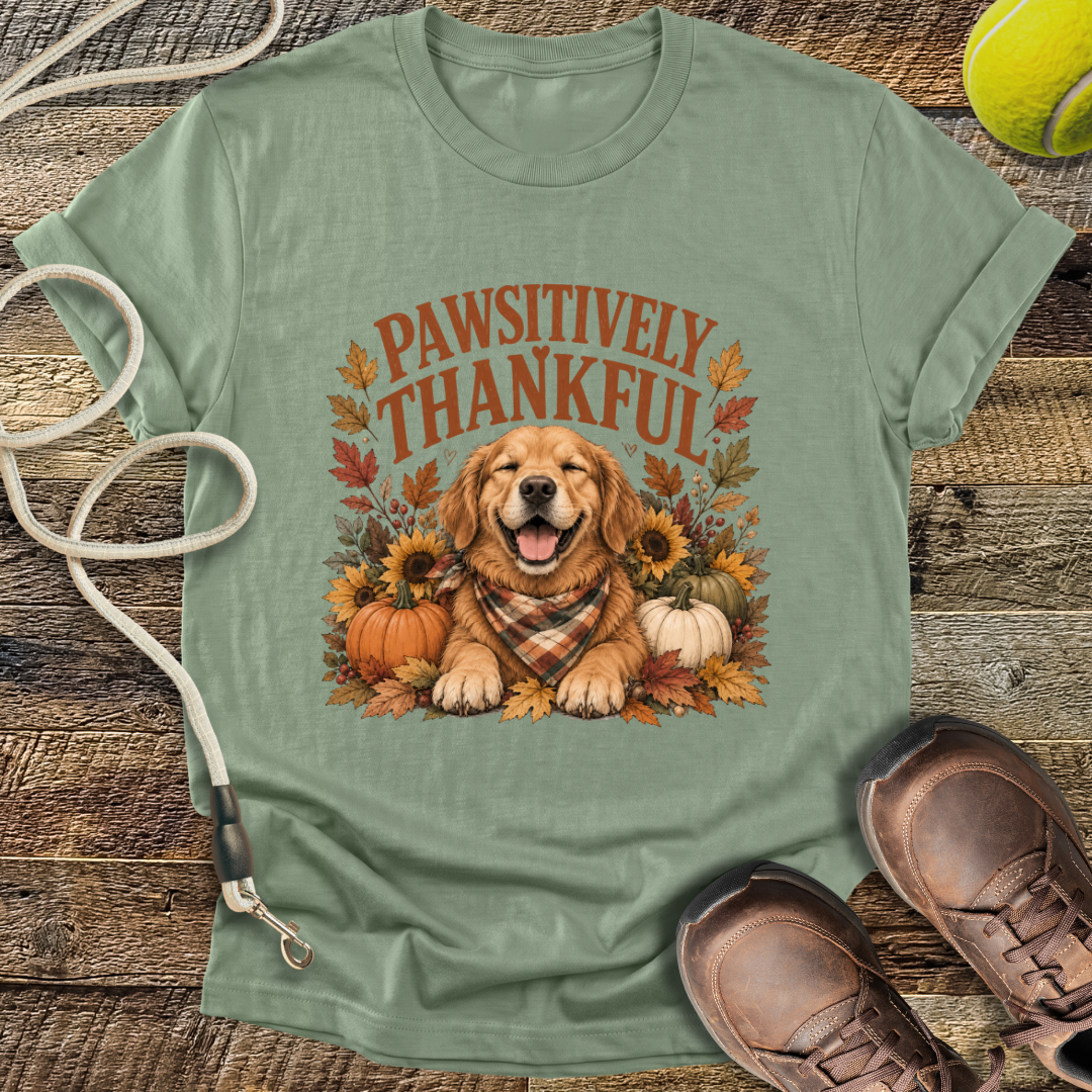 Pawsitively Thankful (Golden Retriever) T-Shirt