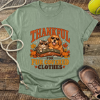 Thankful For Fur Covered Clothes (Cat and Golden Retriever) T-Shirt