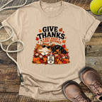 Give Thanks, But Keep Your Distance (Cat and Dachshund) T-Shirt