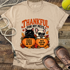 Thankful for My Pets (Black Cat and French Bulldog) T-Shirt