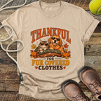 Thankful For Fur Covered Clothes (Cat and Golden Retriever) T-Shirt