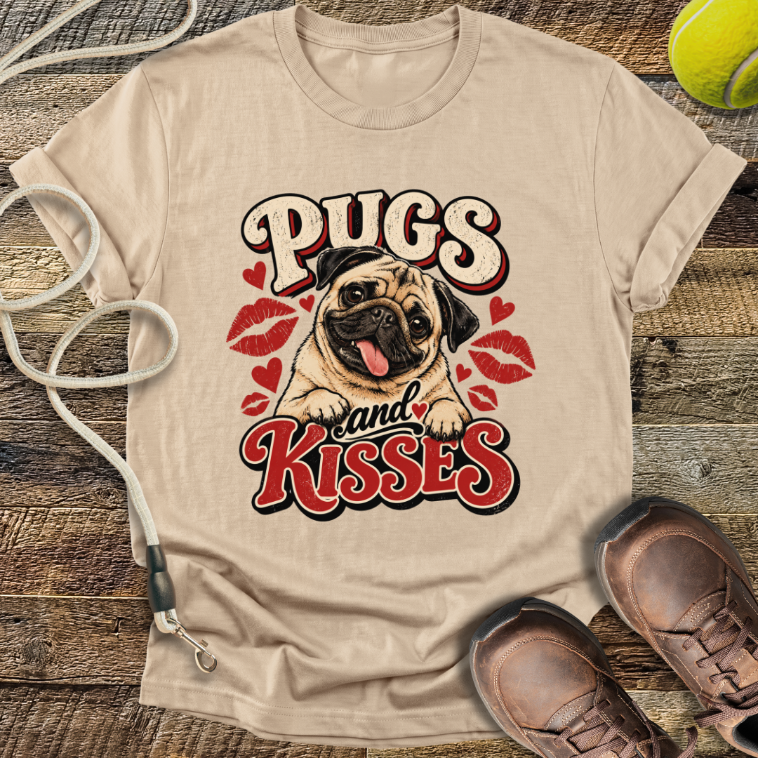 Pugs and Kisses (Pug) T-Shirt