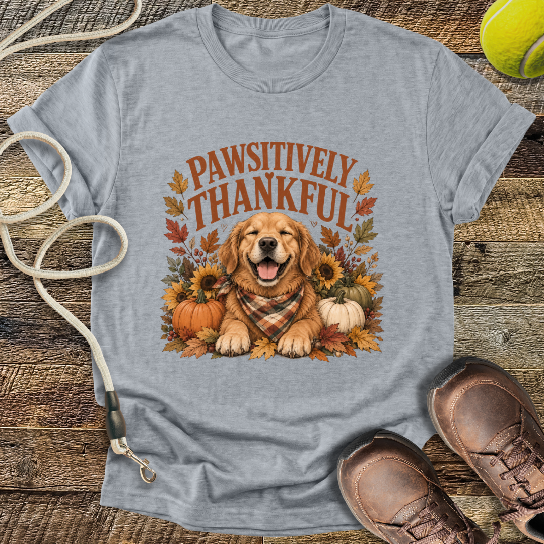 Pawsitively Thankful (Golden Retriever) T-Shirt