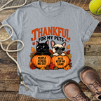 Thankful for My Pets (Black Cat and French Bulldog) T-Shirt