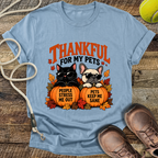 Thankful for My Pets (Black Cat and French Bulldog) T-Shirt