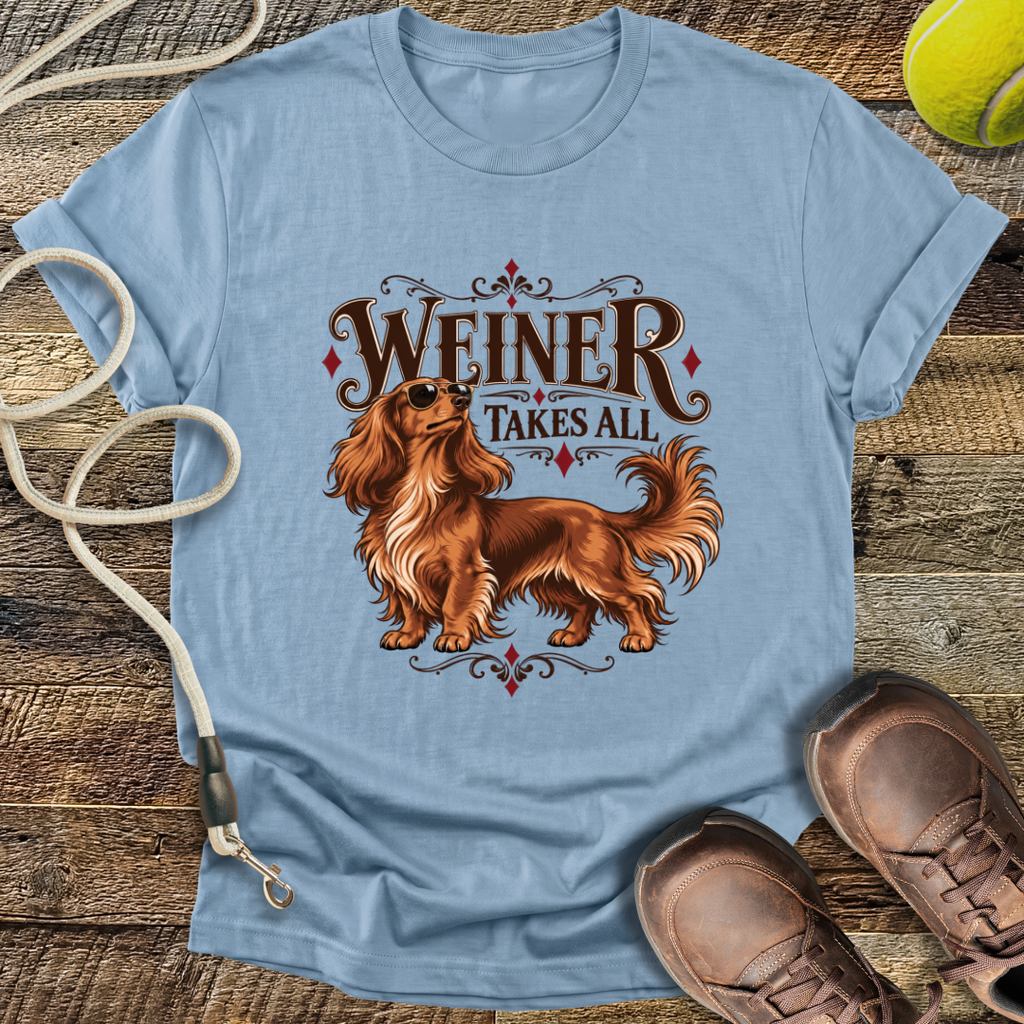 Weiner Takes All (Longhaired Dachshund) T-Shirt
