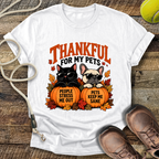 Thankful for My Pets (Black Cat and French Bulldog) T-Shirt