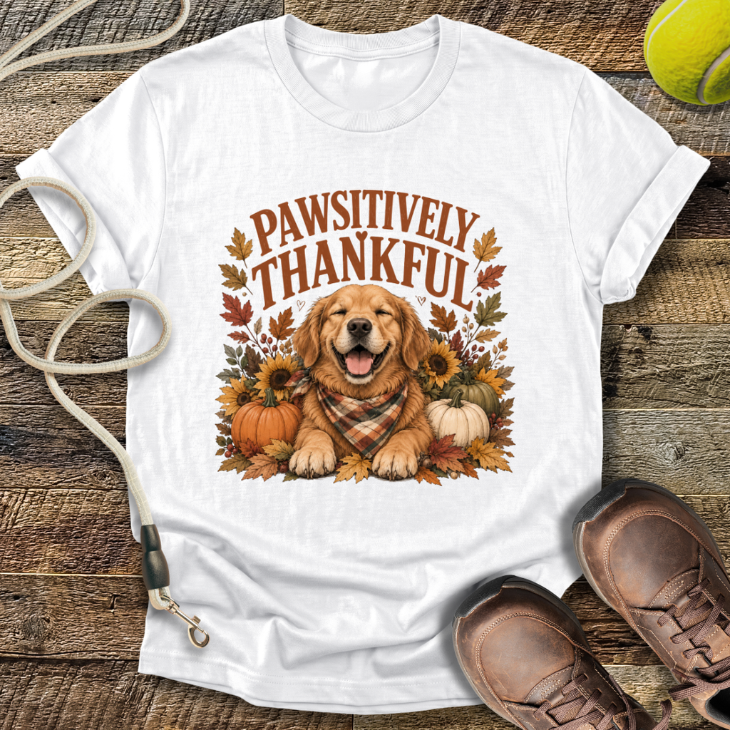 Pawsitively Thankful (Golden Retriever) T-Shirt